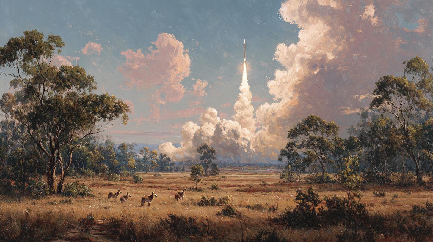 Rocket landscape representing Australia's ambitious future